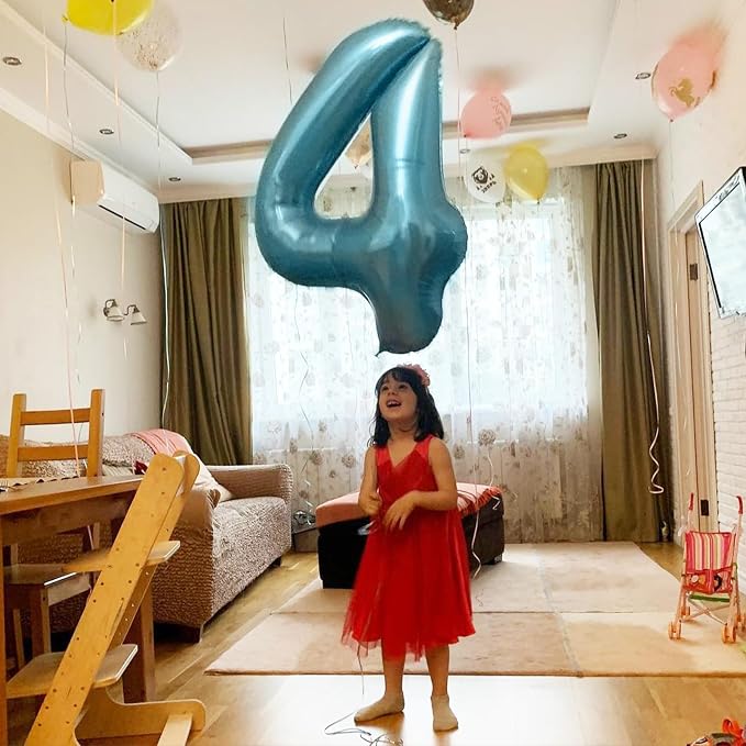 9 Balloons Number, 40 Inch Large Light Blue Mylar Number 9 Balloon, Baby Sky - Image 4