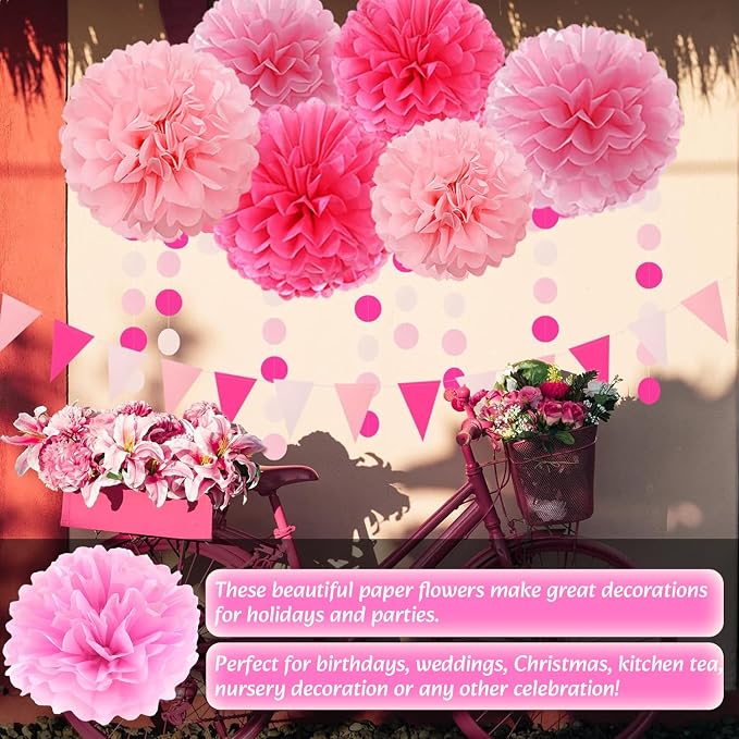 Qimoo 20pcs Paper Pom Poms Decorations, DIY Tissue Paper Flowers Ball - Image 4