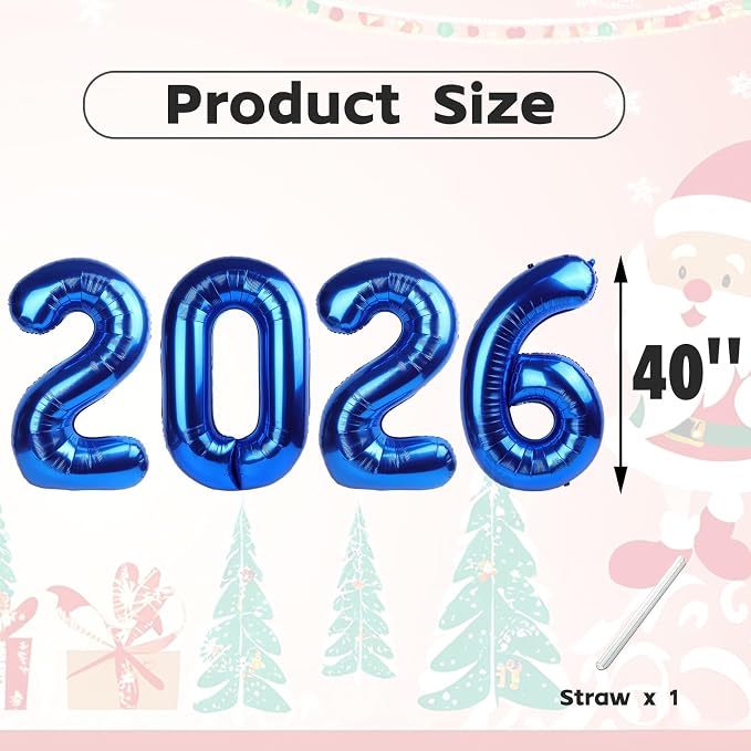 2026 Balloon Numbers Party Decorations, 40In Dark Blue Balloons | Eye-catching - Image 5