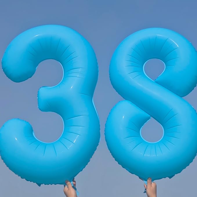 40 in Blue Number Balloon 6 Blue Fluorescent Birthday balloon Number 6 | Helium - Image 4