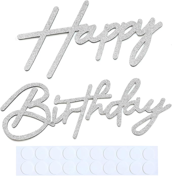 Sliver Happy Birthday Sign for Backdrop by CCYXSHOW