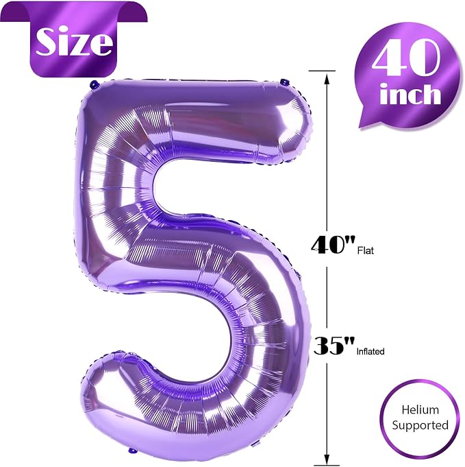 Purple Number 5 Balloon 40 Inch - Image 5