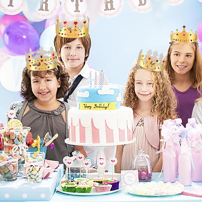 Gold Paper Crowns, Diy Birthday King Crowns Craft to Decorate, Paper Prince - Image 6
