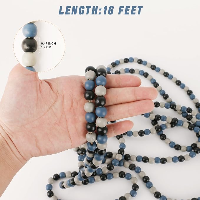 CVHOMEDECO. 16 Feet Wood Beads Garland - Image 5