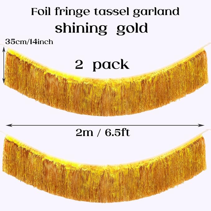 Premium Gold Fringe Tinsel Garland - Image 4