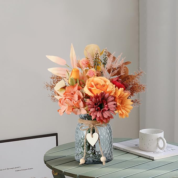 Leftover Fake Fall Flowers in Vase, Fall Silk Flower Arrangements, Fall - Image 4