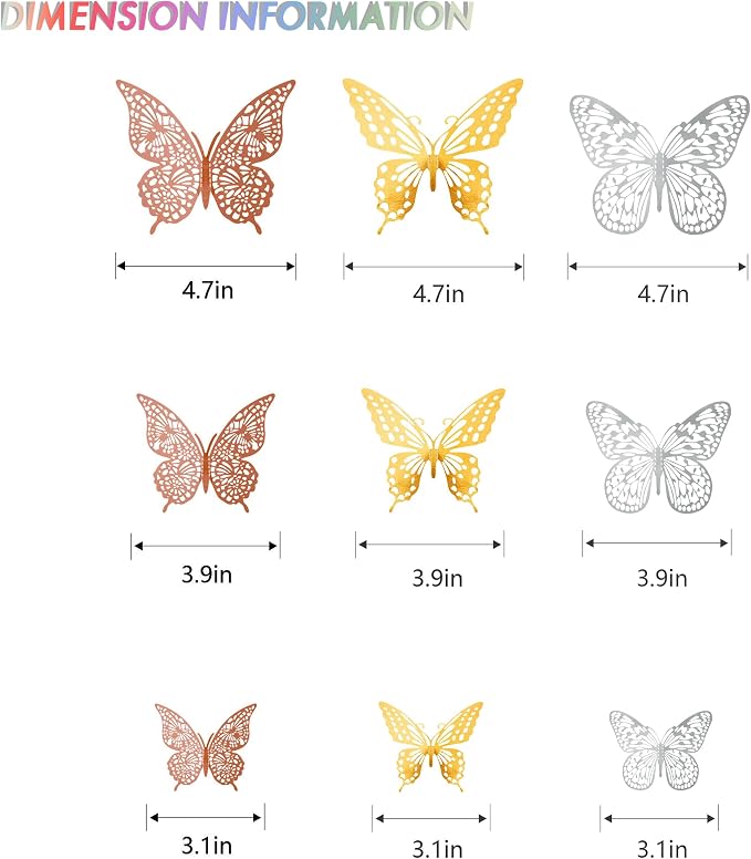 SAOROPEB 3D Butterfly Wall Decor, Removable Metallic Wall Decor Sticker Room - Image 5