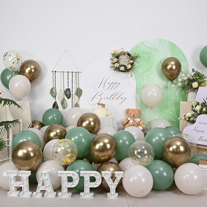 Sage Green Gold Balloons - Image 6