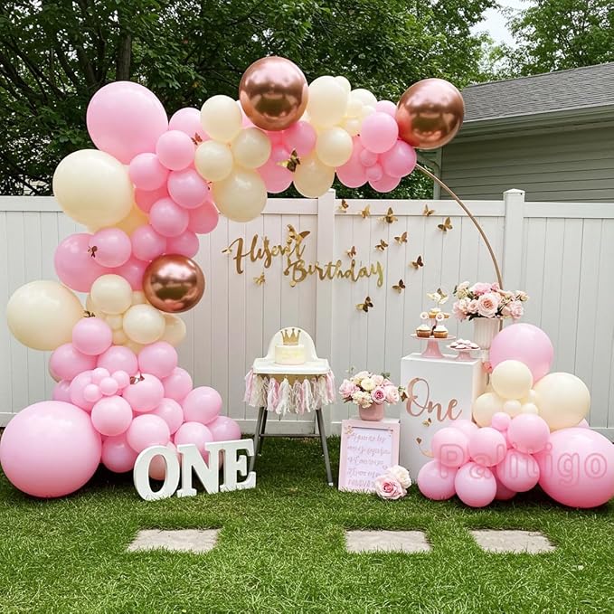 Pink Ivory Rose Gold Balloon Arch Kit – Double Stuffed Light Pink Cream White - Image 7