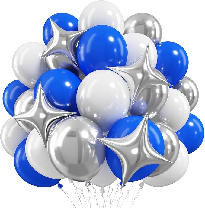 Royal Blue and Silver Balloons for Graduation Party Decorations, 12In Dark Navy by Govpy