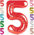 5 Balloon Numbers Birthday Decorations, 40In Red Balloons by Mluchee