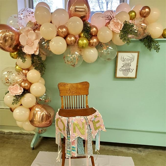 Blush Rose Gold Balloon Garland Arch Kit, 119 Pieces Peach Pink Gold Pastel - Image 2