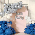 160pcs Royal Blue White Silver Clear Balloon Garland Arch Kit | Wedding by Unknown