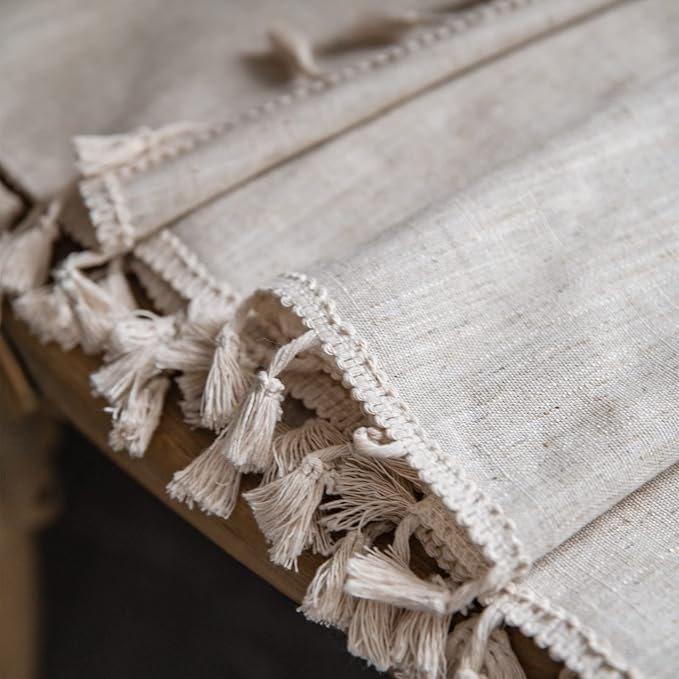Sutuo Home Boho Curtains Natural Linen Look Textured Burlap - Image 5