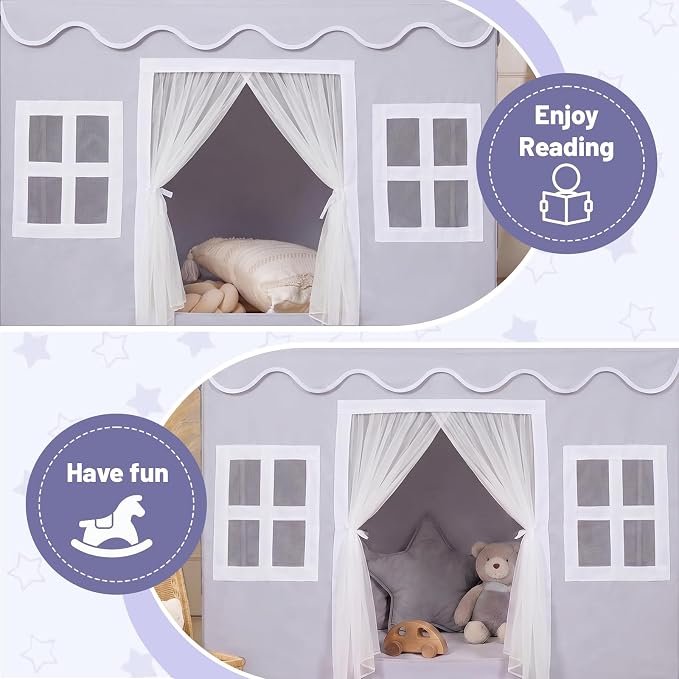 Kids Play Tent Indoor: with Mat, Tassel Garland - Image 4