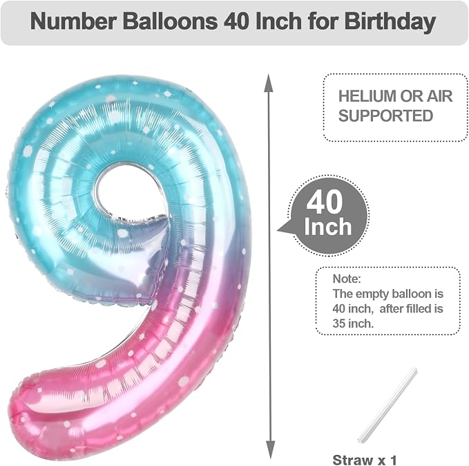 Number Balloons 40 Inch Pink Blue Purple 8 Balloon - Image 5