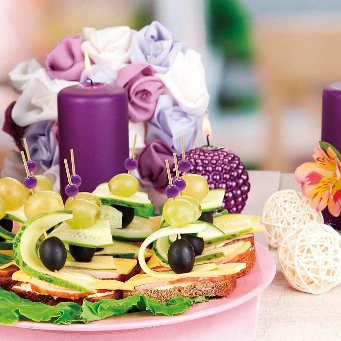 Minisland Purple Pearl Bamboo Cocktail Picks, Fancy Appetizer Toothpicks | 4.7 - Image 5