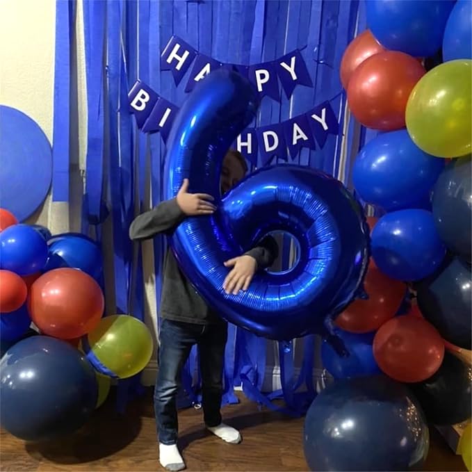 40 Inch Navy Blue Foil Balloon Number 9, Large Self Inflating Dark Blue Number - Image 4