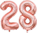 Rose Gold 28 Number Balloons, 40 Inch Giant Number 28 Balloons Foil Mylar by Lovoir