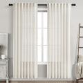 Cream Semi Sheer Linen Curtains 79 Inch Length by Nanspring