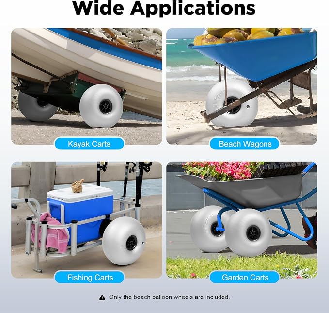 2 Pack 16" Balloon Wheels Beach Cart Tires, Replacement Big Beach Sand Tires - Image 6