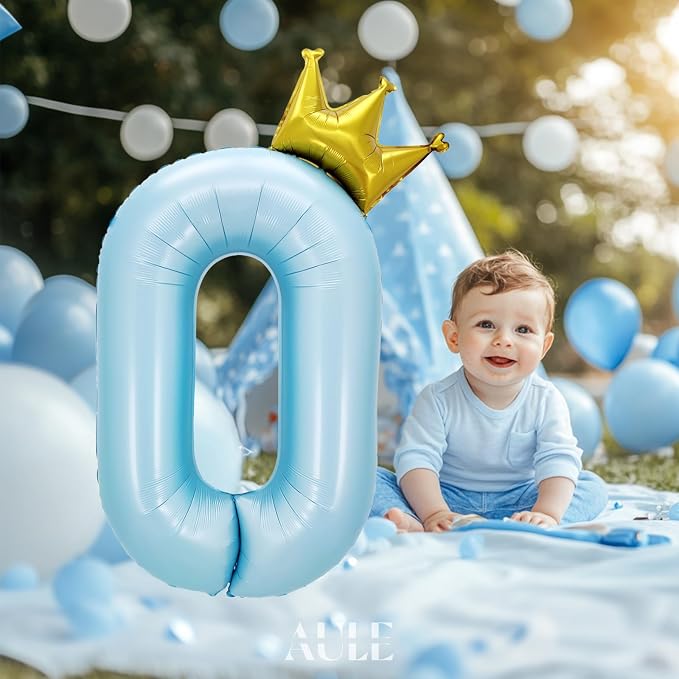AULE 40 Inch Big Light Blue 0 Balloon Number - Image 4