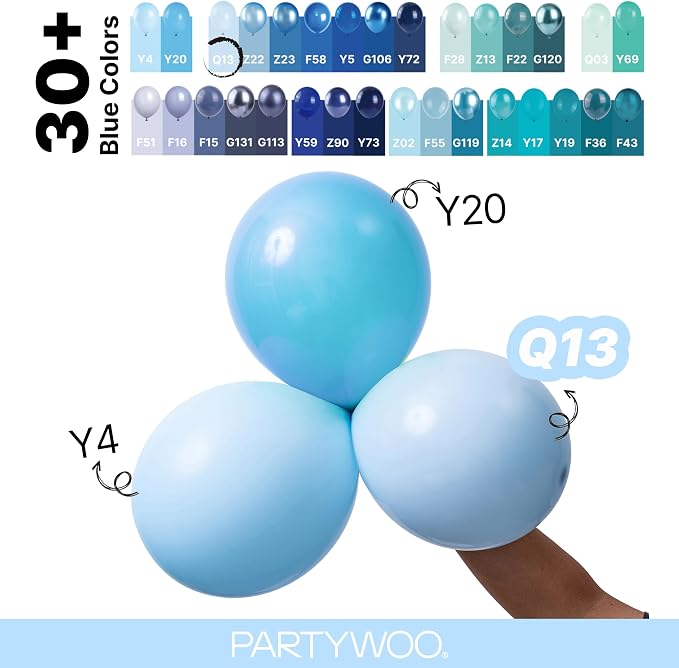 PartyWoo Baby Blue Balloons 123pcs Light Pastel Sky Aqua Blue Color | Different - Image 4