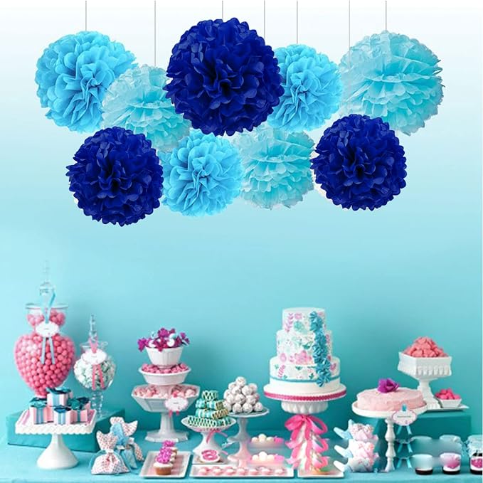 Capesaro Blue Paper Pom Poms - Image 5