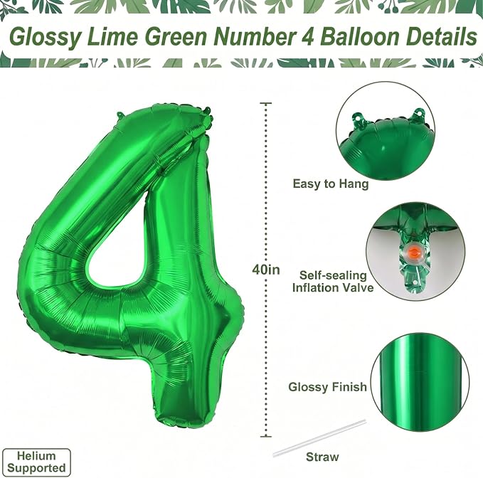 Green Number 14 Balloon 40 Inch, Shiny Foil Duo - Image 4
