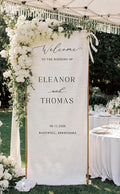 Wedding Welcome Sign Banner Personalized Custom Name Linen Fabric Wedding by Custom