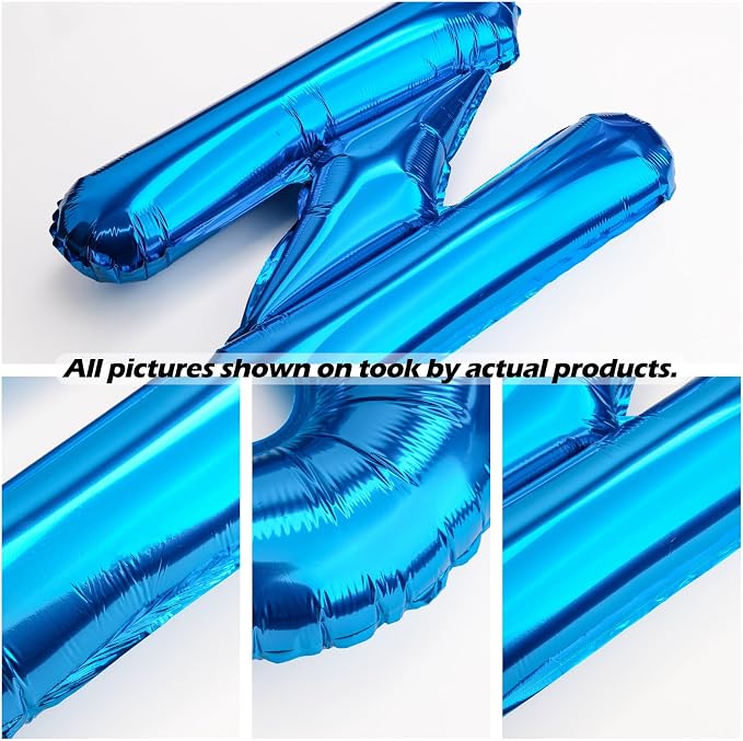 16 Inch 52Pcs Blue Letter Balloons Shiny A-Z Foil Balloon Letters | Reusable - Image 2