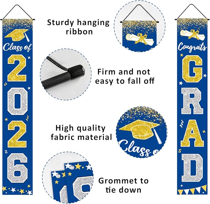 Graduation Decorations 2026, Graduation Banner Class of 2026, Congrats Grad - Image 2