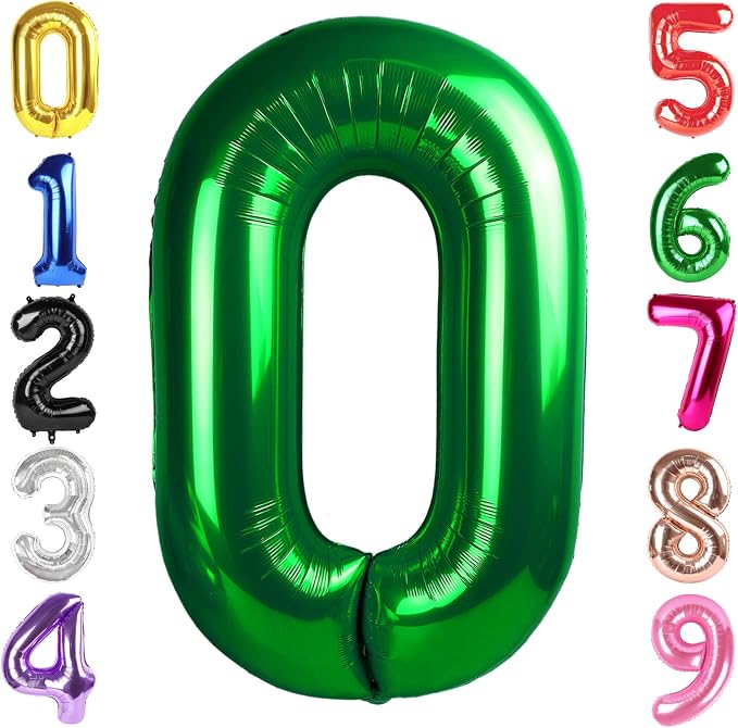 40 Inch Green Number 0 Balloon Birthday Party Decorations by Hadoife
