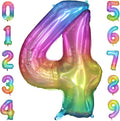40 Inch Rainbow Number Balloon 4, Large Number Foil Balloons Mylar by PatiCool