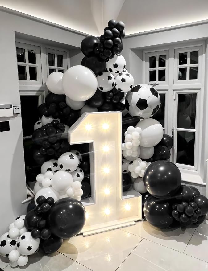 Soccer Balloon Garland Arch Kit, Soccer Birthday Party Decoration | Black and - Image 3