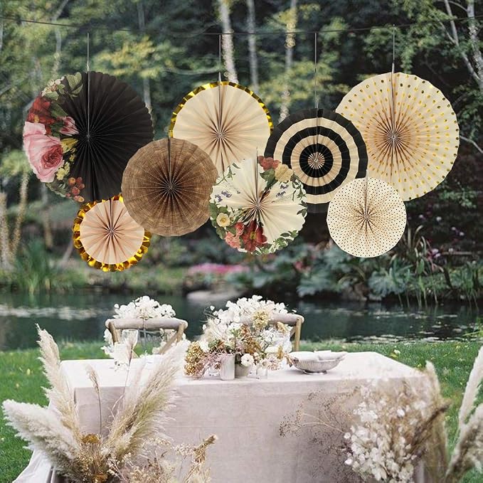 Party Hanging Paper Fans Decoration Set - Image 3