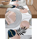 Modern Boho Cotton Linen Table Runner for Dining Kitchen, Wedding Outdoor Party Tablerunners Decoration, Abstract Bohemian Tropical Palm Leaf Dresser Scarf Coffee Tablecloth Runners 13x72 Inches
