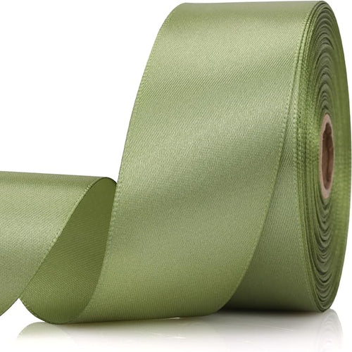 1-1/2 Inch 30 Yards Olive Green Solid Satin Ribbon by Unknown