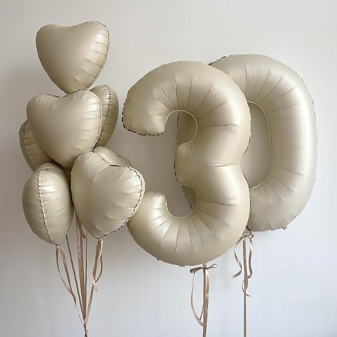 White Heart Balloons, 18Inch Beige Helium Polyester Film Balloon - Image 4