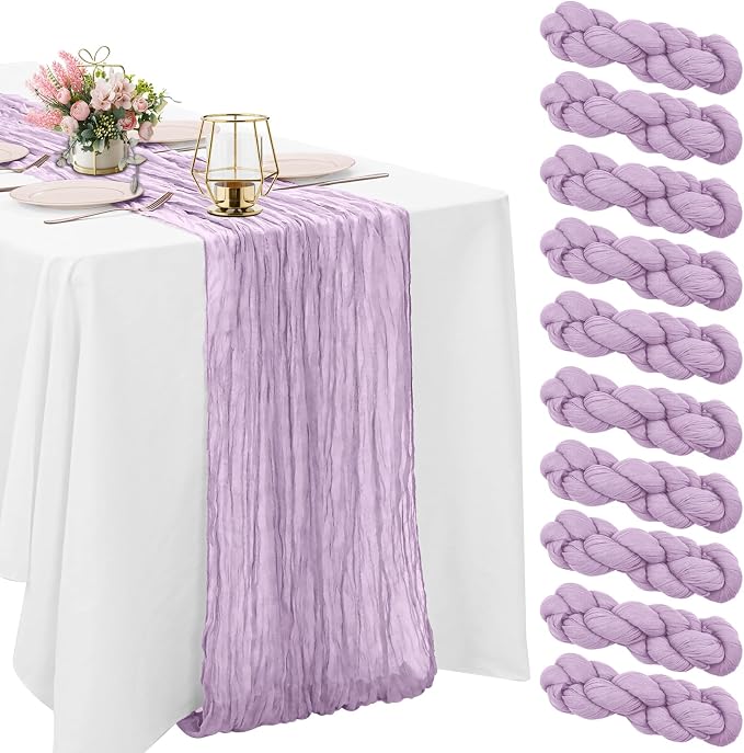 10 Pack Cheesecloth Table Runner 6FT Boho Gauze Rustic Fabric Table Runner by HAISIWLKJ