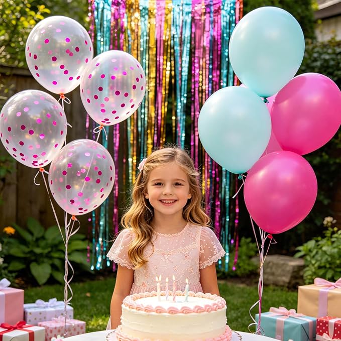 100pcs Pink Confetti Balloons 12 Inch Clear Latex Balloon - Image 3