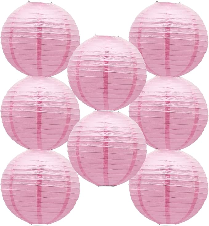 Pink Paper Lanterns Hanging Chinese Round Lanterns by BARTHEW