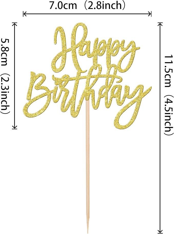 24 PCS Happy Birthday Cupcake Toppers Glitter Picks - Image 2