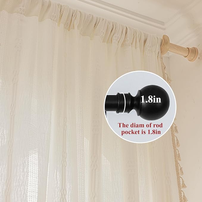 ENJOYBRIDAL Off White Curtains 84 Inch Length 2 Panels Boho Semi Sheer Drapes - Image 2