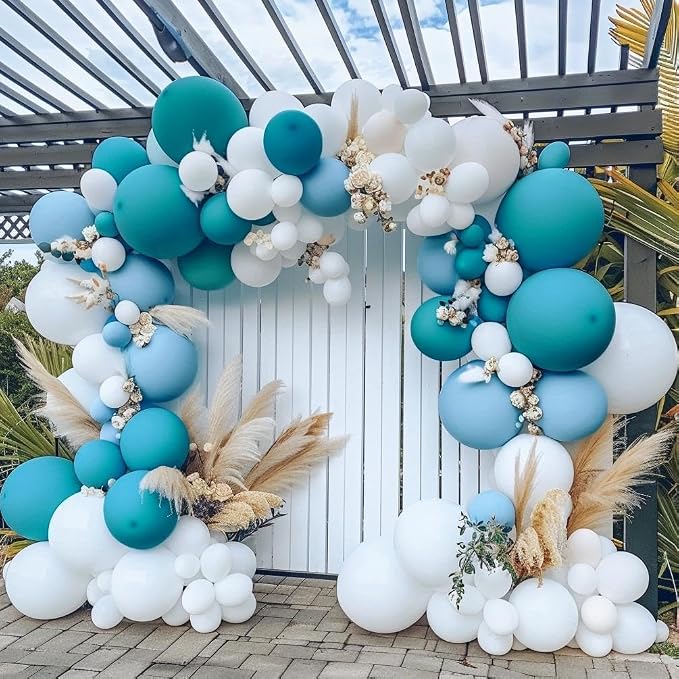 Teal Balloons Turquiose Double Stuffed Balloon Garland Arch Kit Latex Different - Image 4