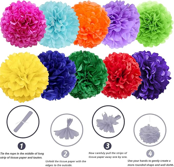 We Moment Colorful Tissue Paper Flowers Decorations - Image 3