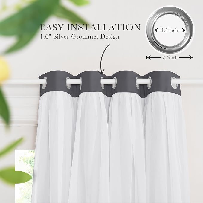 PONY DANCE Blackout Curtains for Bedroom, 52 x 63 in, 2 Panels | Sheer Drapes - Image 8
