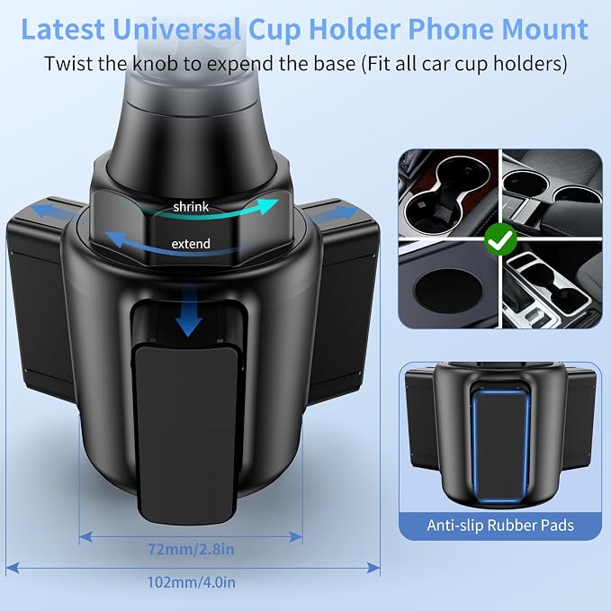 bokilino Cup Phone Mount for Car, Universal Cup Phone Cradle Holder - Image 3