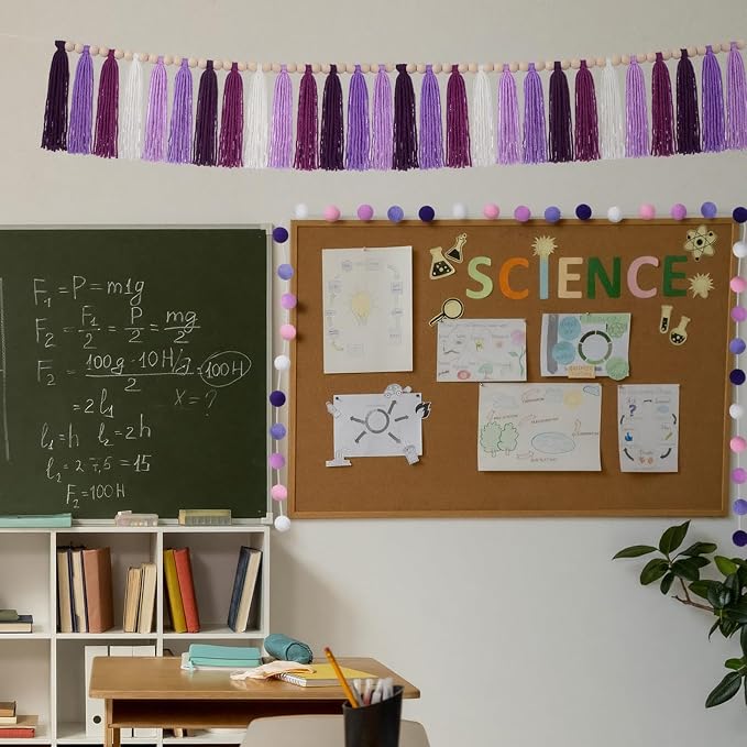Hahafelt 3 Pcs Lavender Purple Tassel Garland, Pom Pom Tassel Garland, Boho - Image 4
