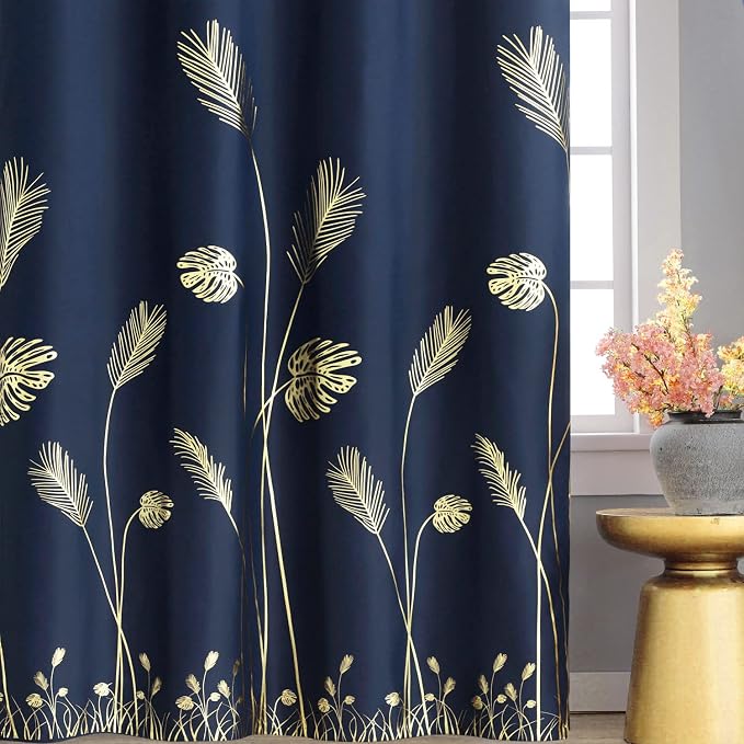 Window Curtains 63 Inch Blackout Curtains Palm Tree and Wheat Pattern Printed - Image 2